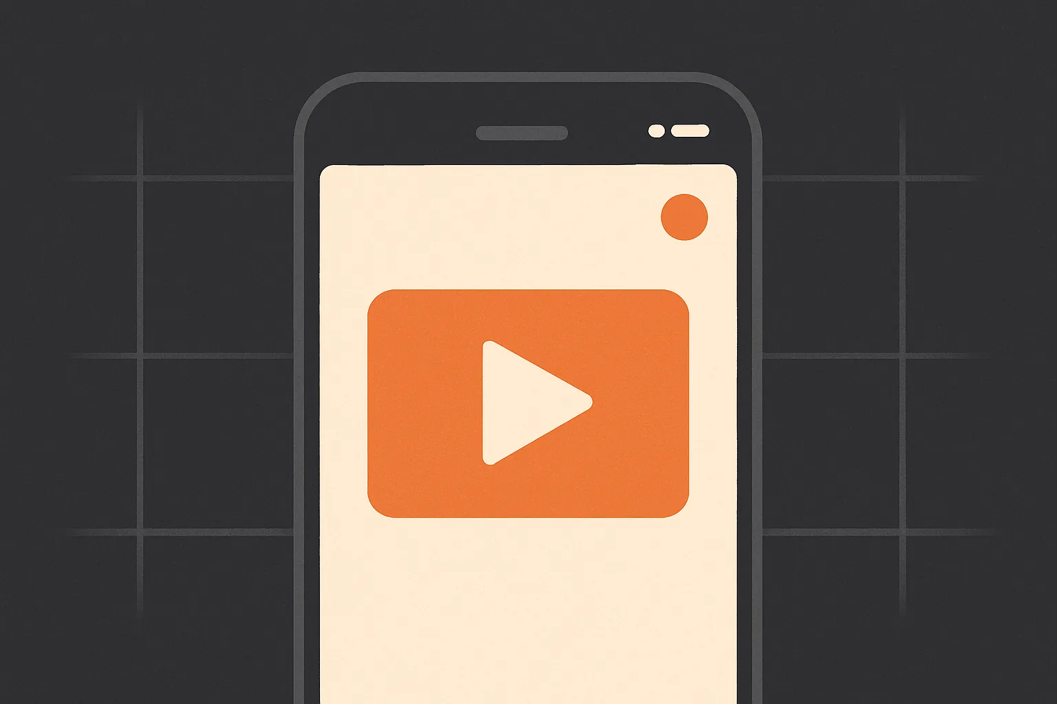 A phone screen with a clean status bar, a recording dot in the corner and a tidy grid behind it