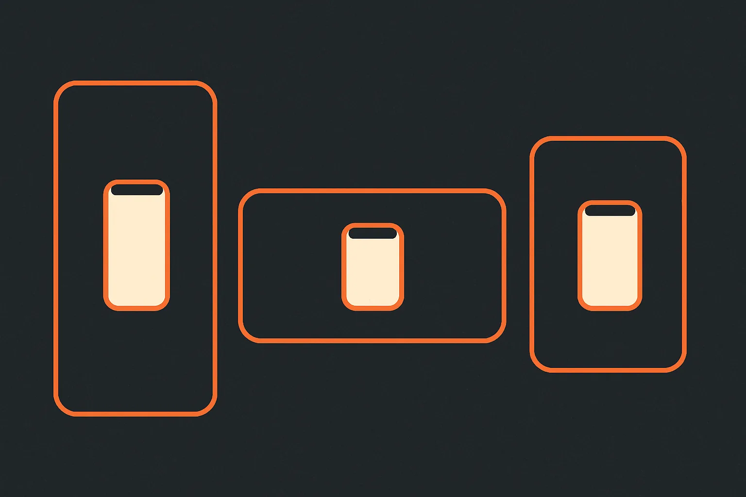 Four rectangles of different proportions, tall, wide, square and slightly tall, arranged in a row
